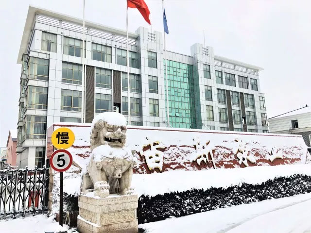 大雪覆蓋道路，員工合力鏟雪