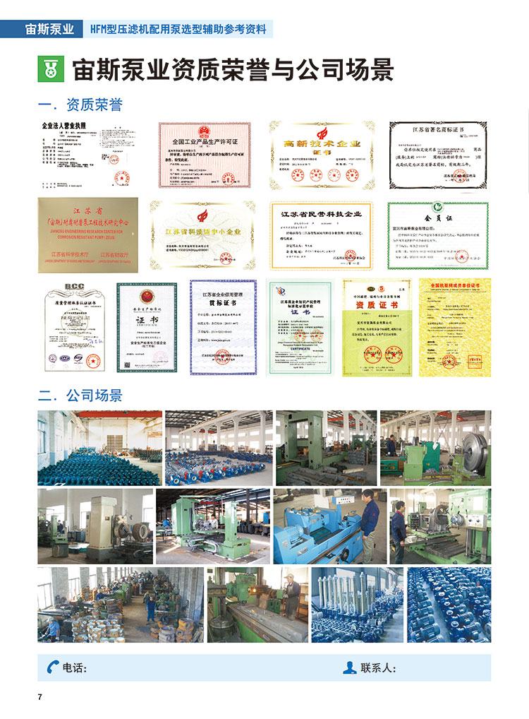 HFM型壓濾機(jī)配用泵選型輔助參考資料_封底